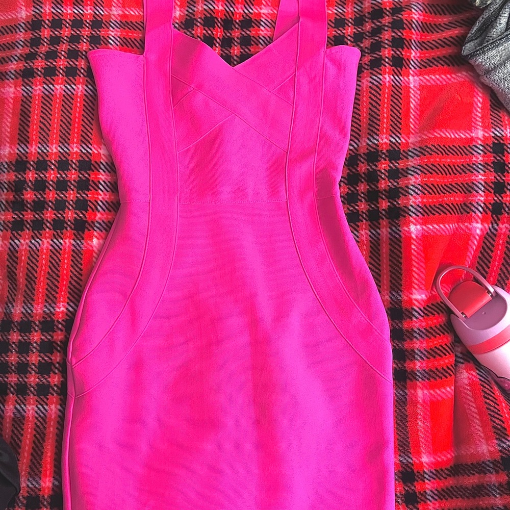 NWT Fashion Nova Elsie Bandage Midi Dress - Hot Pink - Size XS